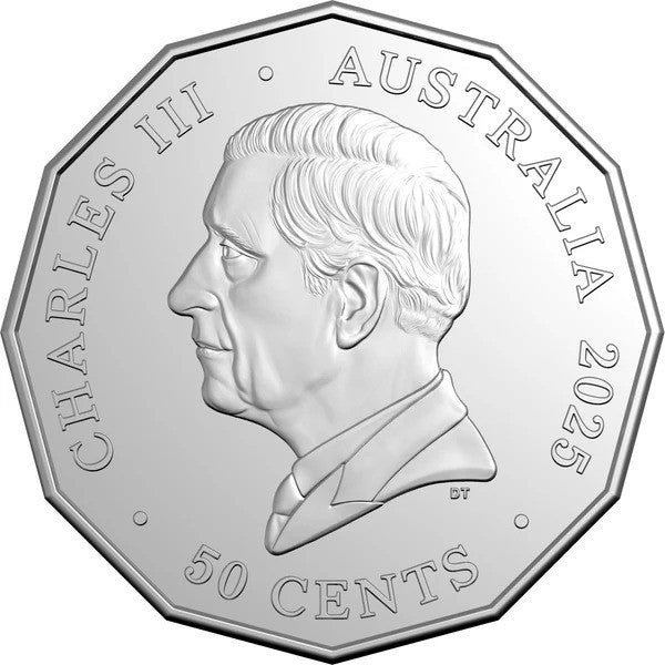 Coin Christmas Festive Florals 2025 50C Coloured Unc - Purple