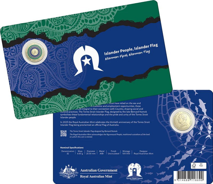 Coin 2025 $2 Torres Strait Island Flag Unc Card