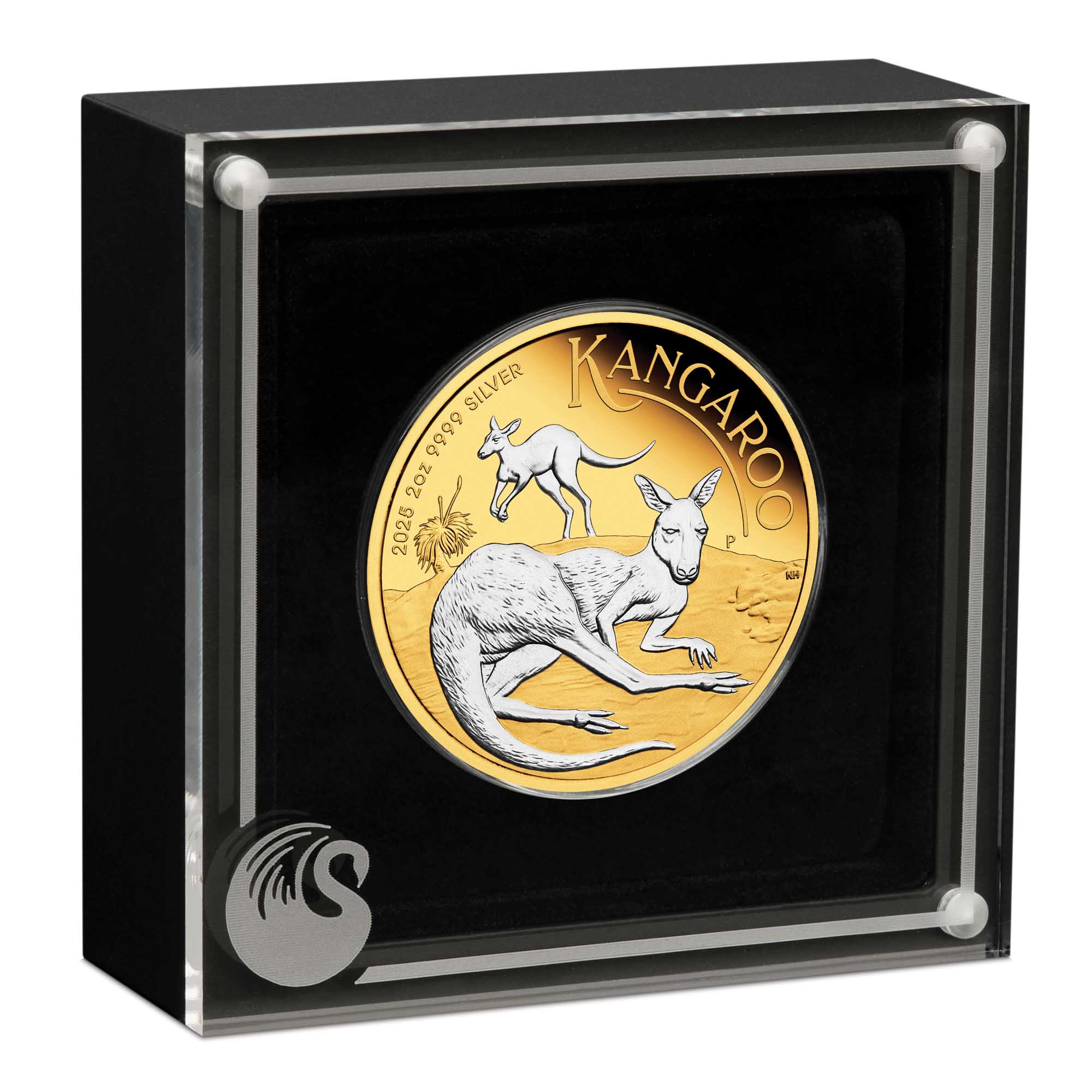 Coin $2 Kangaroo Oz Silver Gilded