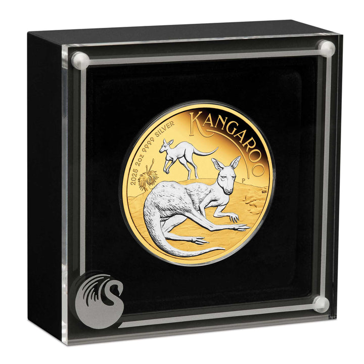 Coin $2 Kangaroo Oz Silver Gilded