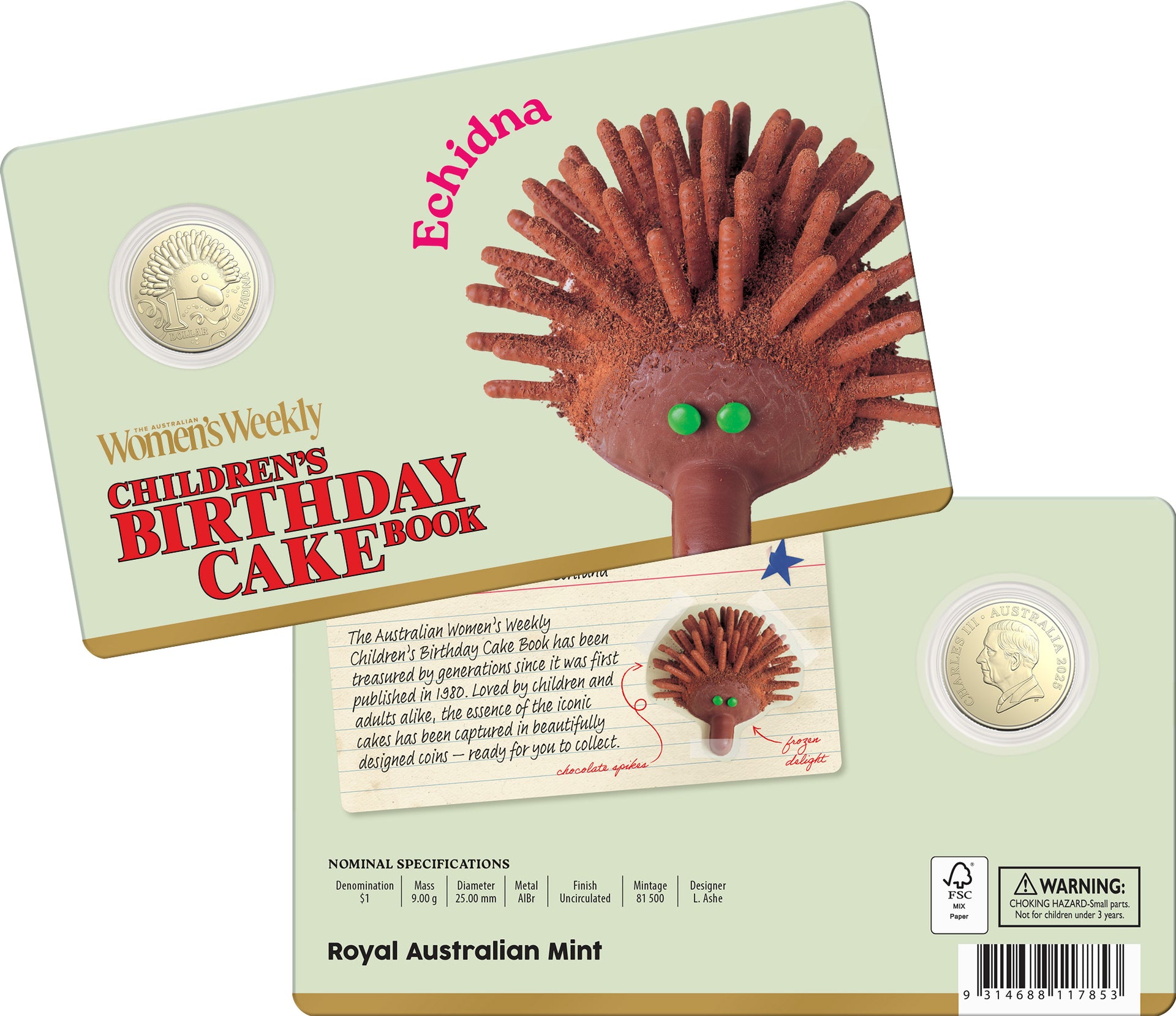 2025 $1 Albr Uncirculated Coin – Echidna