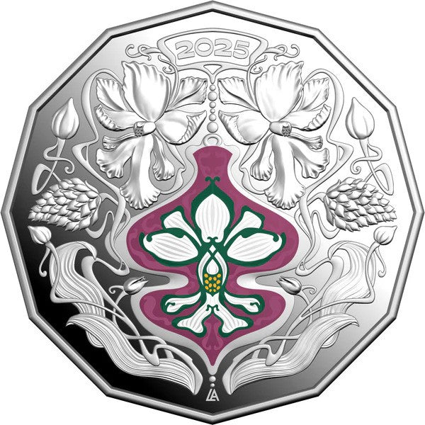 Coin Christmas Festive Florals 2025 50c Coloured Fine Silver Proof Coin