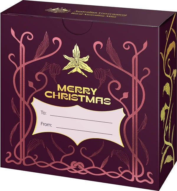 Coin Christmas Festive Florals 2025 50c Coloured Fine Silver Proof Coin