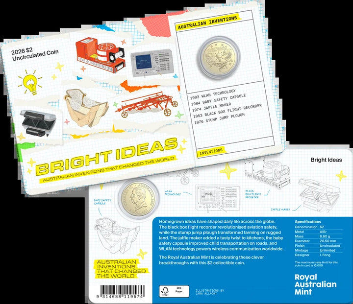 2026 BRIGHT IDEAS $2 UNCIRCULATED COIN IN CARD