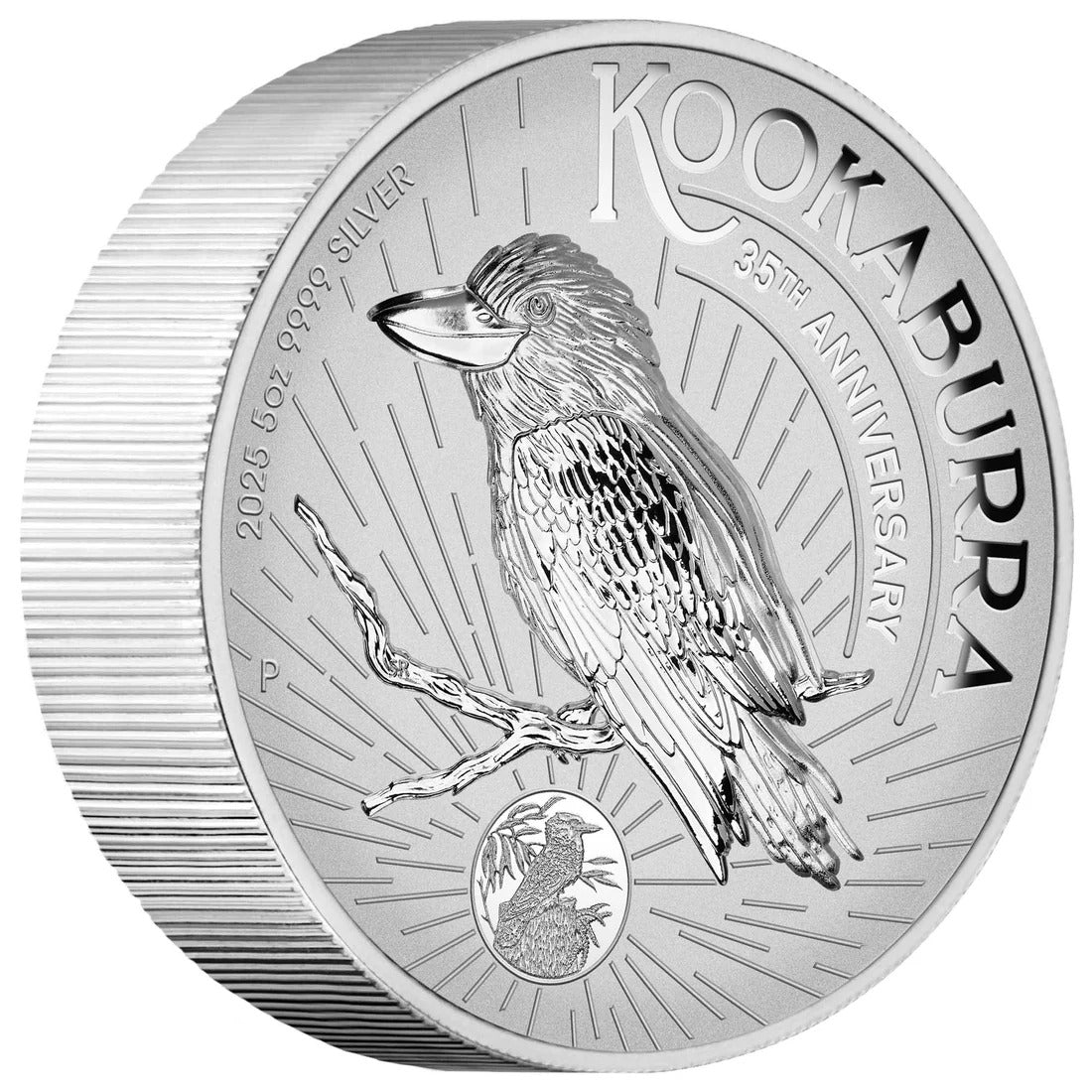 Coin $8 Kookaburra 35Th Anniversary 5Oz Silver Prrof Incused