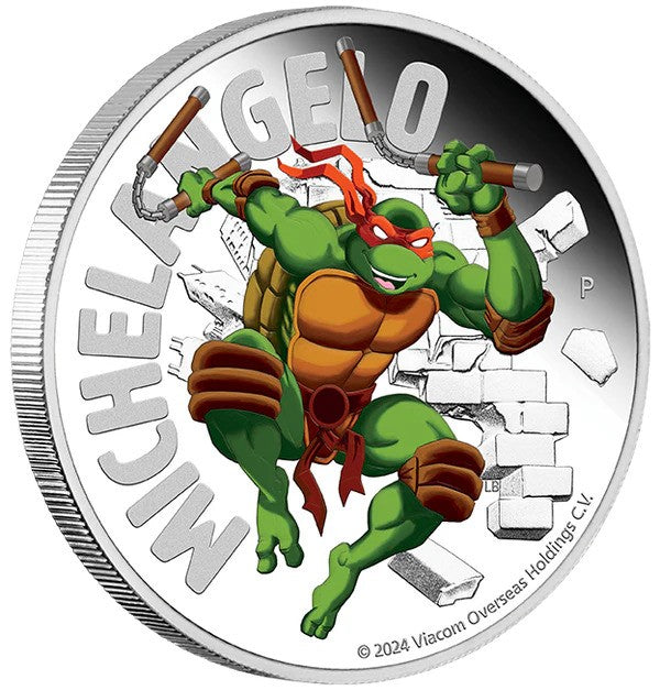 Coin Tmnt Michelangelo 1 Oz Ag Proof Colour