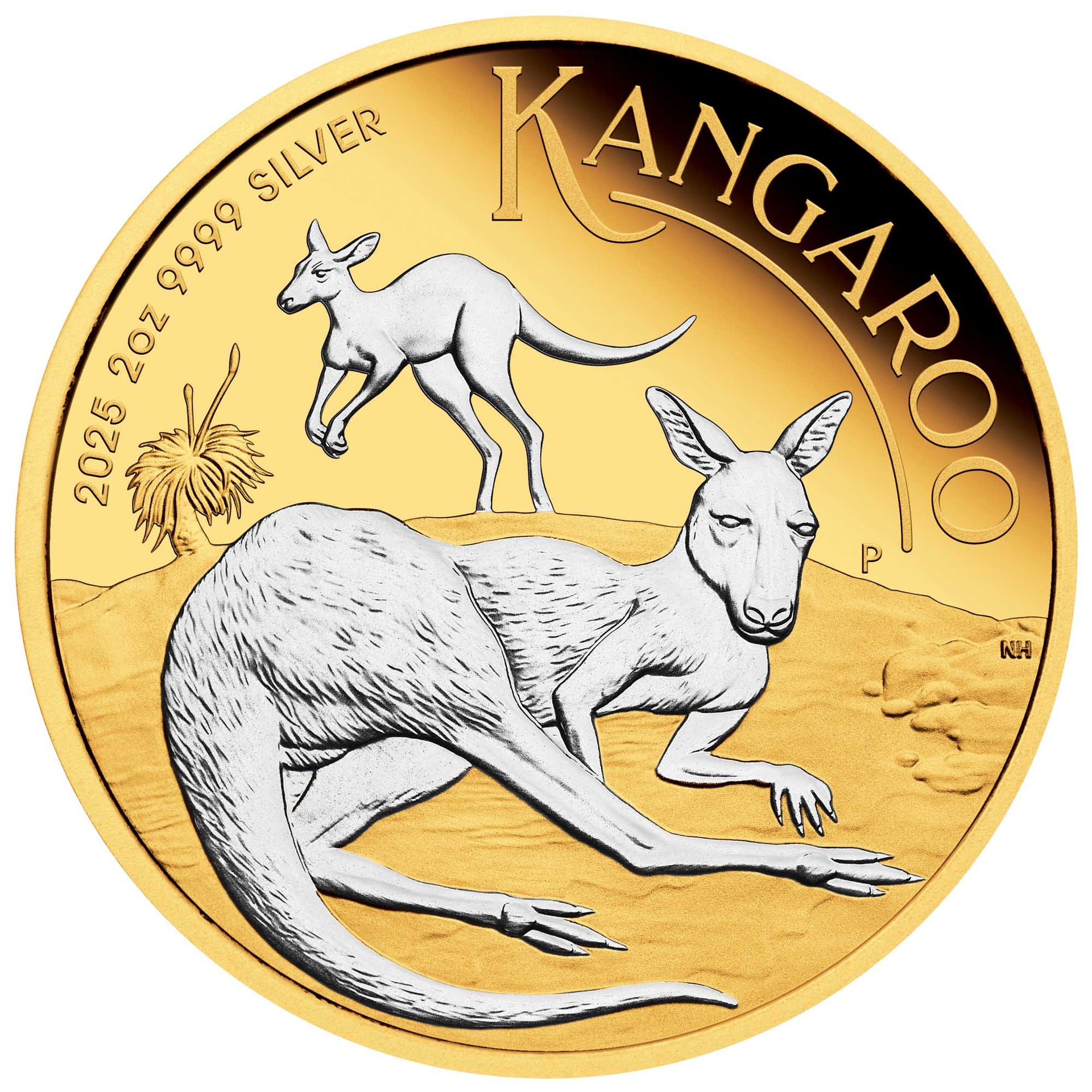 Coin $2 Kangaroo Oz Silver Gilded