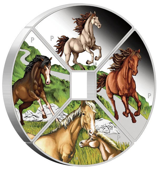 2026 Year of the Horse 1oz Silver Proof Coloured Quadrant Four-Coin Set