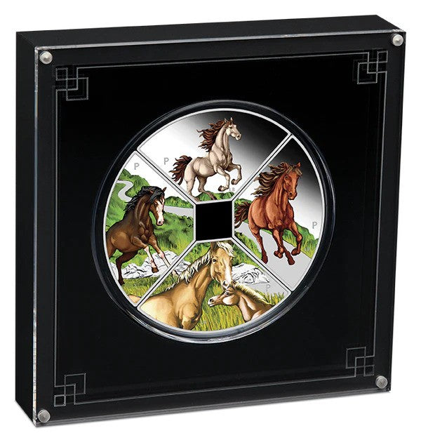2026 Year of the Horse 1oz Silver Proof Coloured Quadrant Four-Coin Set