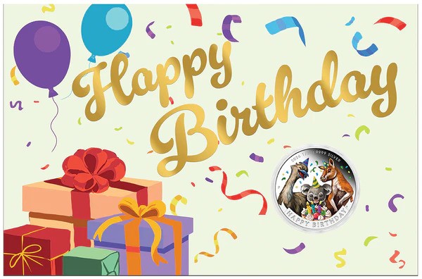 Happy Birthday 2026 1/2oz Silver Proof Coloured Coin in Card