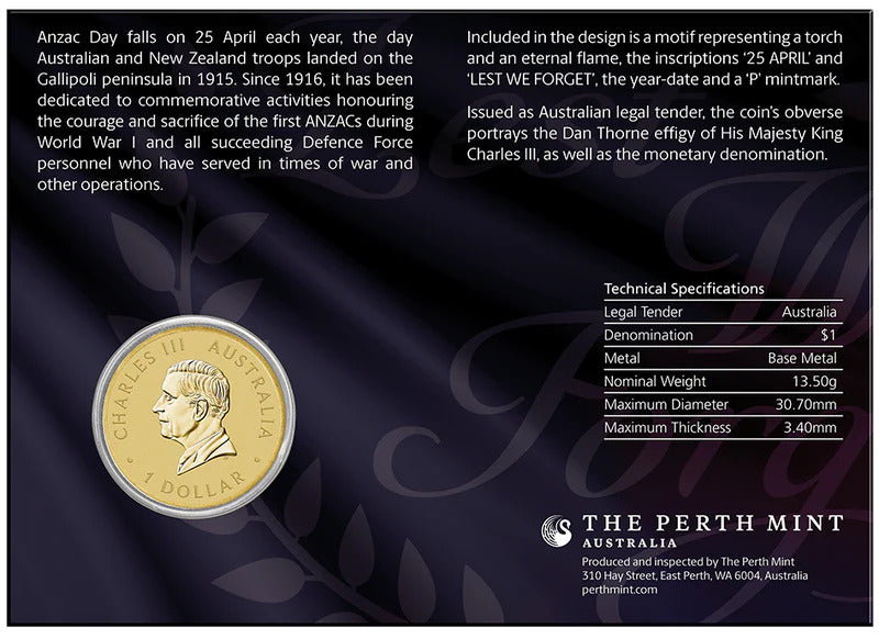 2026 ANZAC COIN ON CARD