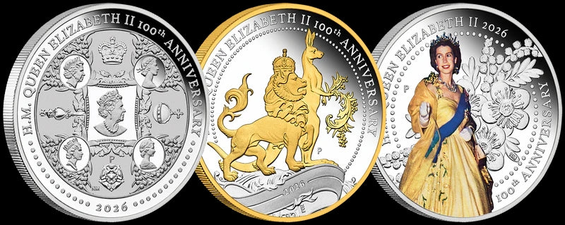 2026 HM Queen Elizabeth II 100th Anniversary 2026 1oz Silver 3 Coin Set