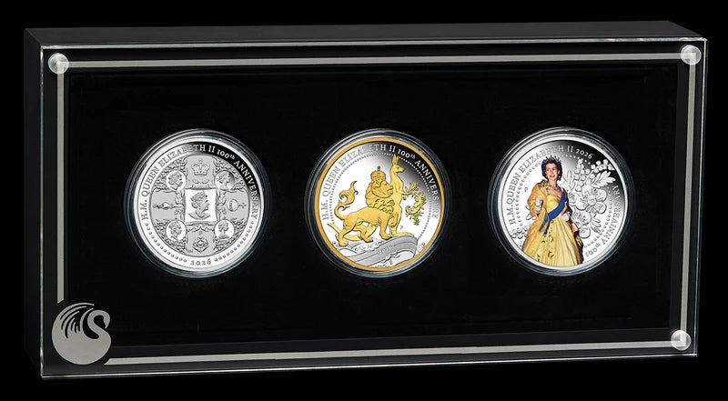 2026 HM Queen Elizabeth II 100th Anniversary 2026 1oz Silver 3 Coin Set